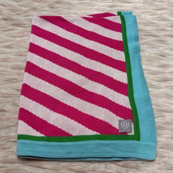 Bella Tunno Knit Baby Stroller Striped Blanket in Pink / White / Green / Blue - Picture 1 of 4